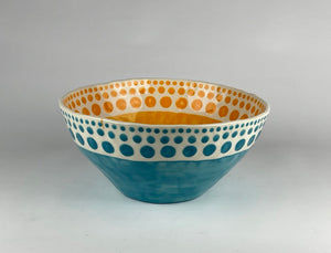 Discontinued expanding dot vase and serving bowl with a flaw